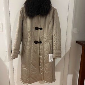 Cinzia Rocca Coat with Knot Buttons and Fur Collar Vintage